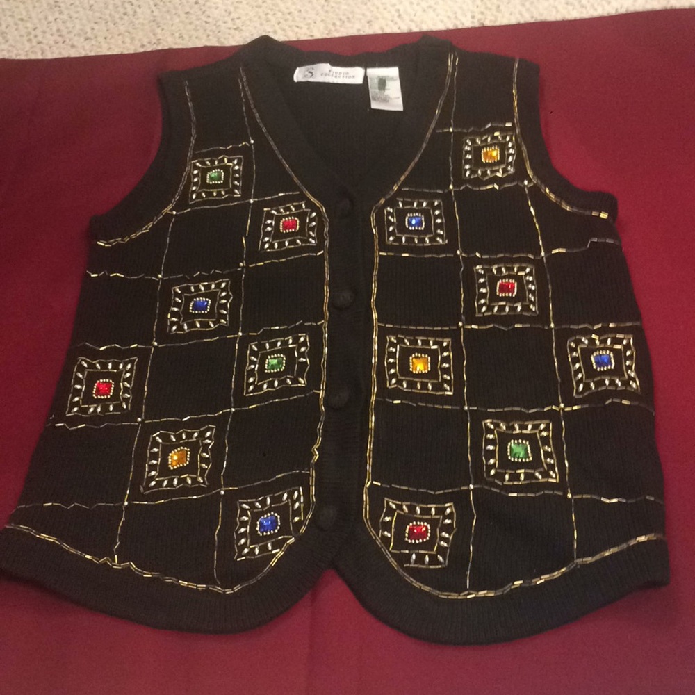 Studio Collection ugly Christmas black jewel vest